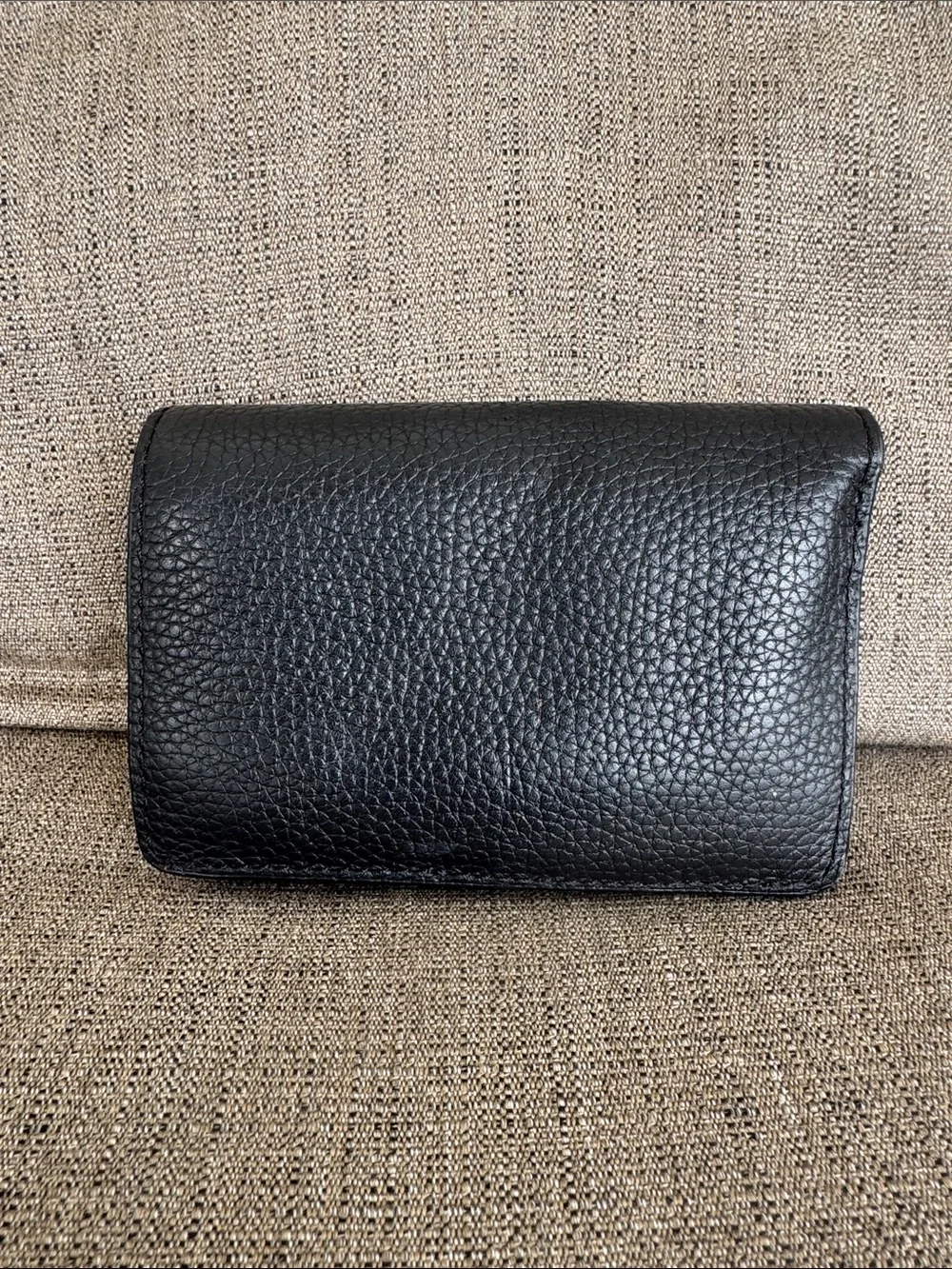 Michael Kors Black Pebbled Leather Clutch Wallet with Gold Plate